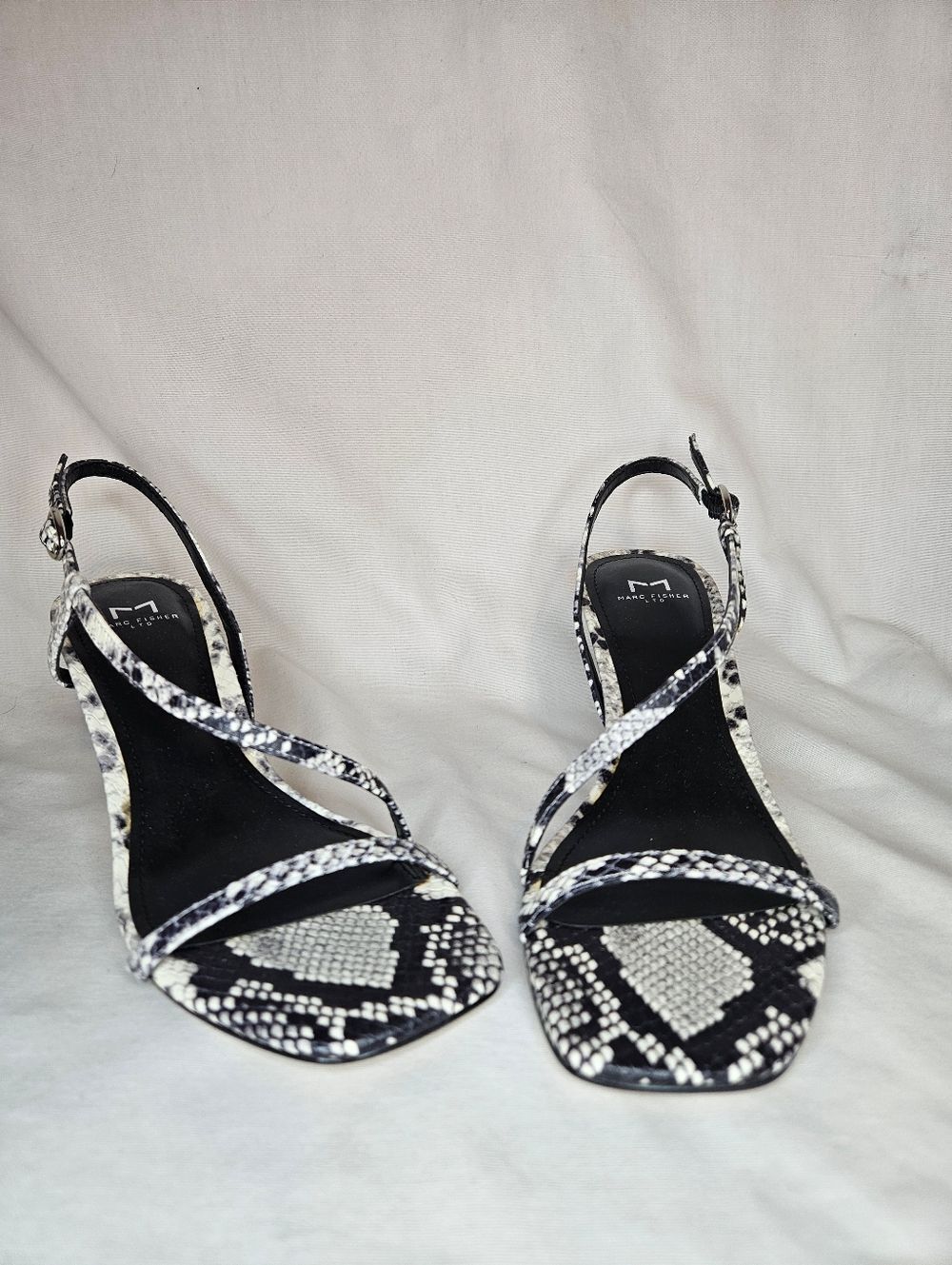 Marc Fisher Gove 2 Snake Print Leather Slingback Kitten Heel Sandal 5 NIB NEW